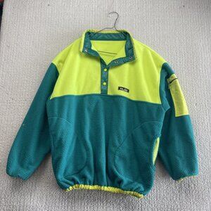 Vintage Polaire Fleece Pullover Snap-T Neon Green Patagonia Synchilla Style Read